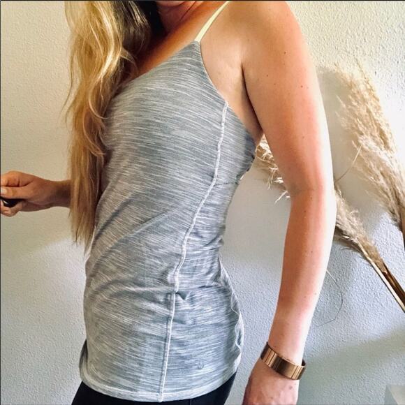 LULULEMON Cross Strappy Open Back Grey Green Neon Sports Bra Tank Top Shirt 10 - Picture 4 of 8